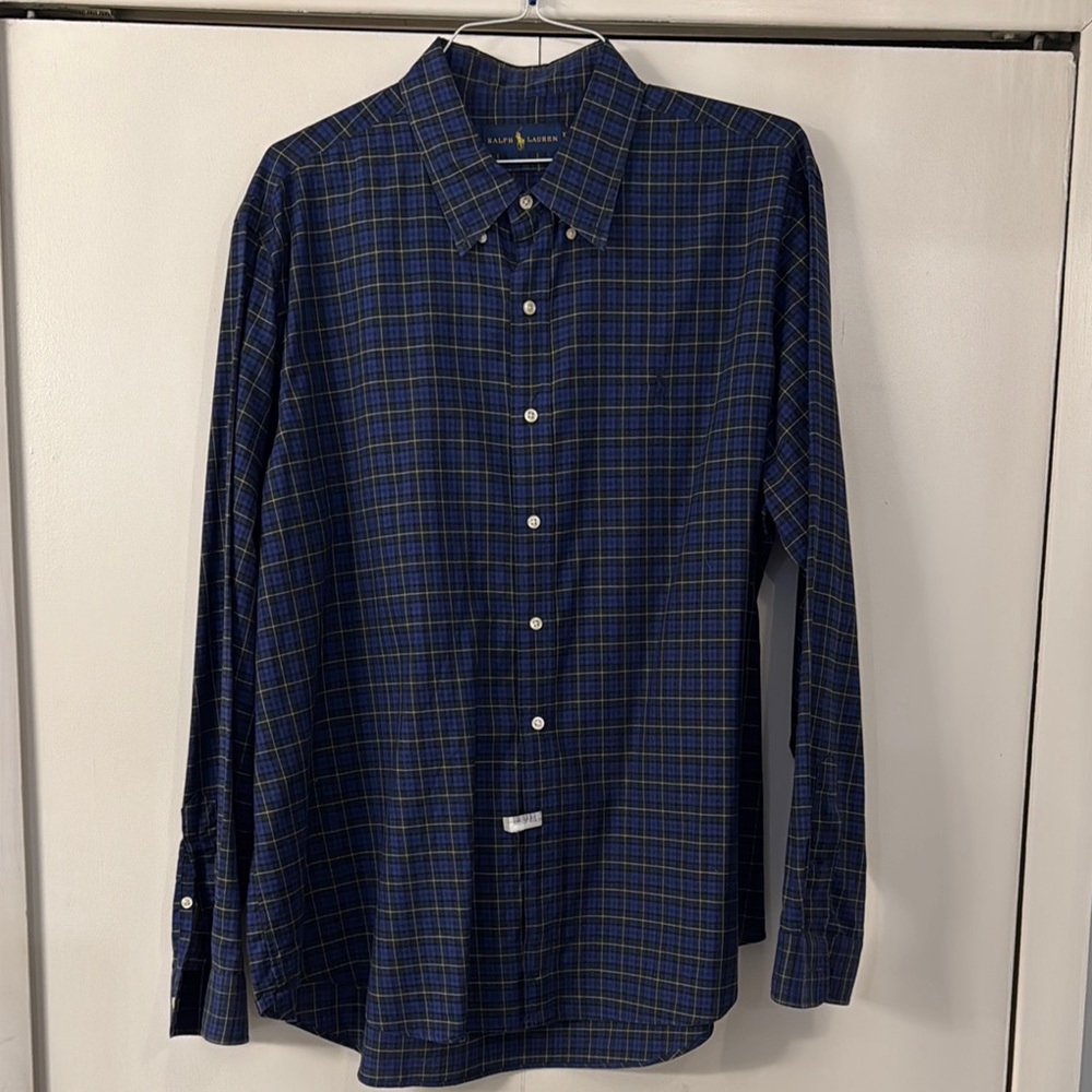 Ralph Lauren Blue and Yellow Casual Button Down Shirt